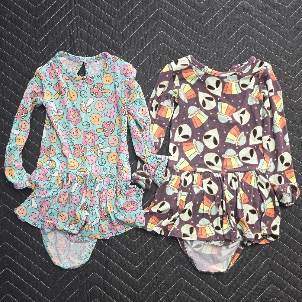 Bums & Roses Floral and Alien Print Kids Bodysuits